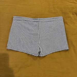 Vintage California Swim Women's Black White Checkered Knit Shorts M 32-34